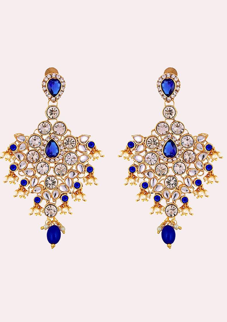 Blue Studs Gold Plated Necklace Set