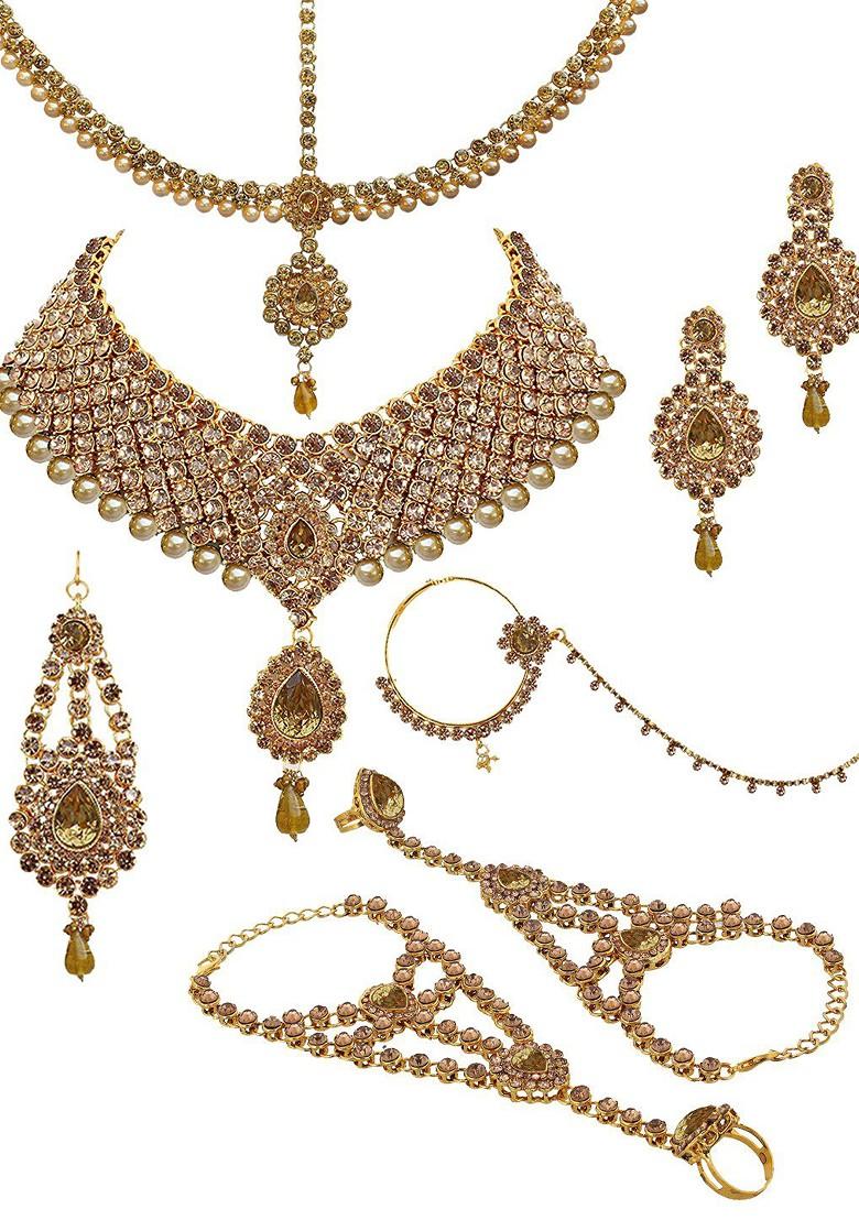 Gold Studded Gold Plated Necklace Set