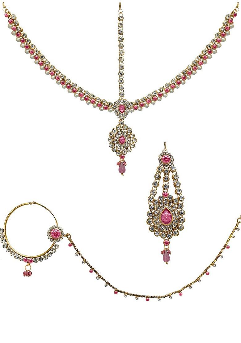 Gold Studded Gold Plated Necklace Set