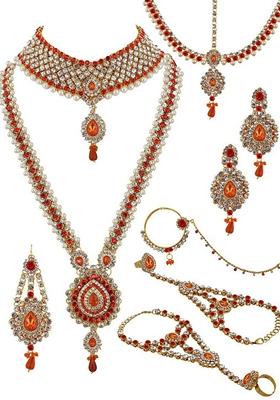 Gold Studded Gold Plated Necklace Set