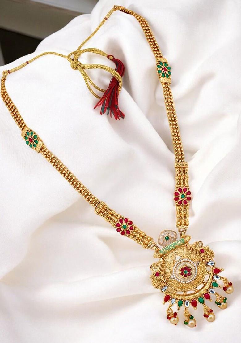 Gold Studded Gold Plated Necklace Set
