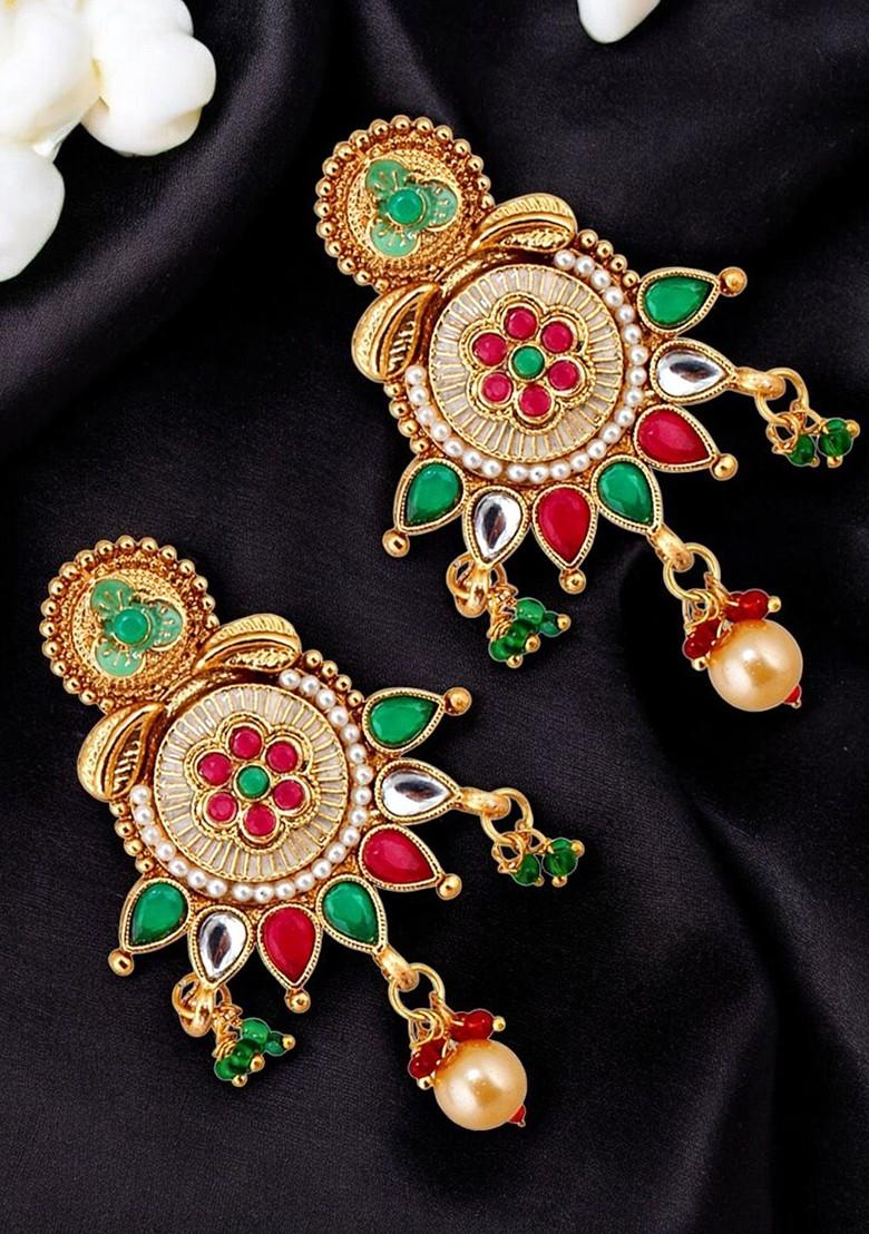 Gold Studded Gold Plated Necklace Set