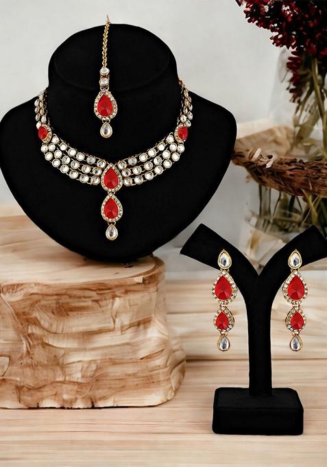 Gold Kundan Gold Plated Necklace Set