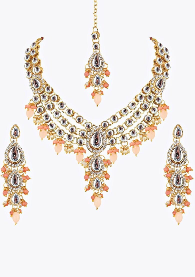 Gold Studs Gold Plated Necklace Set