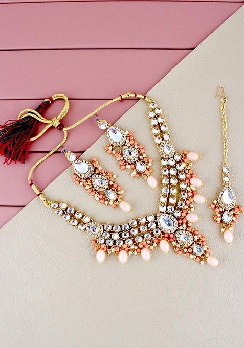 Gold Studs Gold Plated Necklace Set