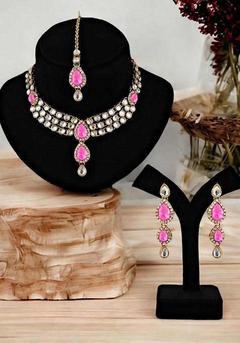 Gold Kundan Gold Plated Necklace Set