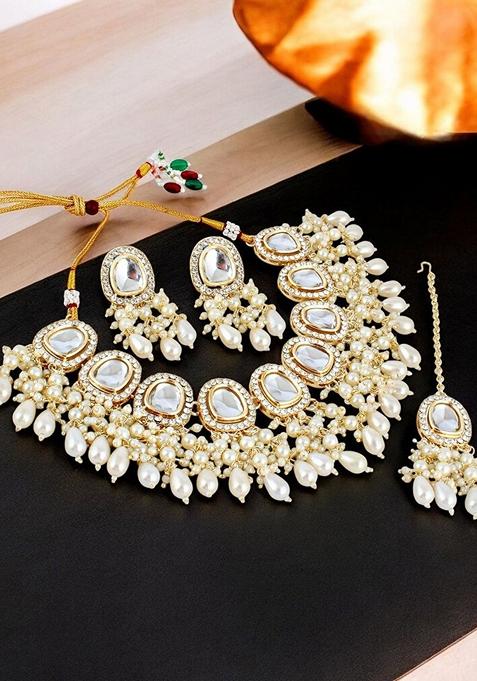 Gold Kundan Gold Plated Necklace Set