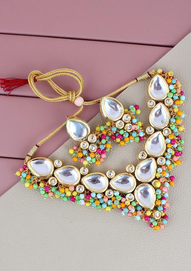 White Kundan Gold Plated Necklace Set