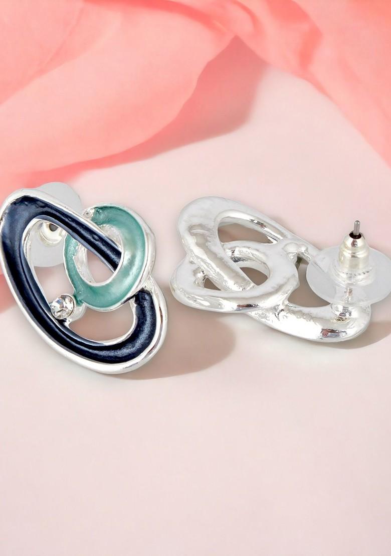 Silver Studs Silver Plated Necklace Set