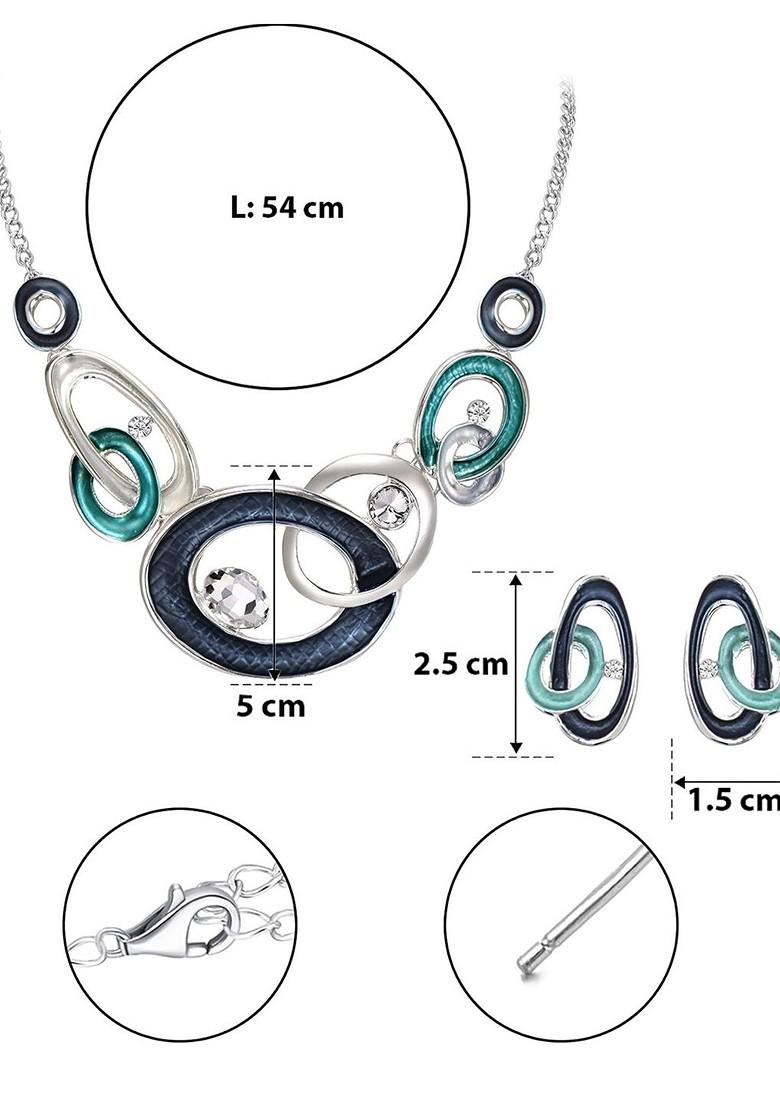 Silver Studs Silver Plated Necklace Set