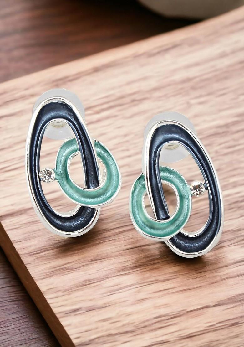 Silver Studs Silver Plated Necklace Set