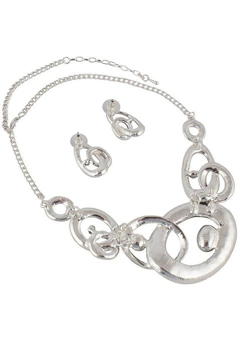 Silver Studs Silver Plated Necklace Set