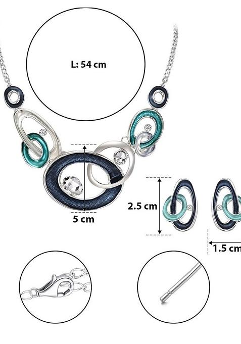 Silver Studs Silver Plated Necklace Set