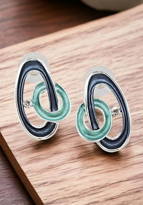 Silver Studs Silver Plated Necklace Set