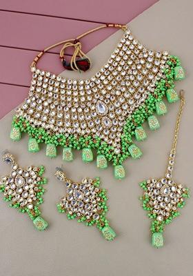 Gold Studded Gold Plated Necklace Set