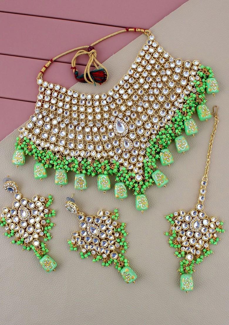 Gold Studded Gold Plated Necklace Set