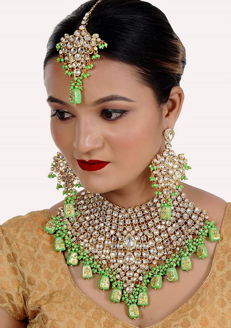 Gold Studded Gold Plated Necklace Set