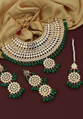Green Kundan Gold Plated Necklace Set
