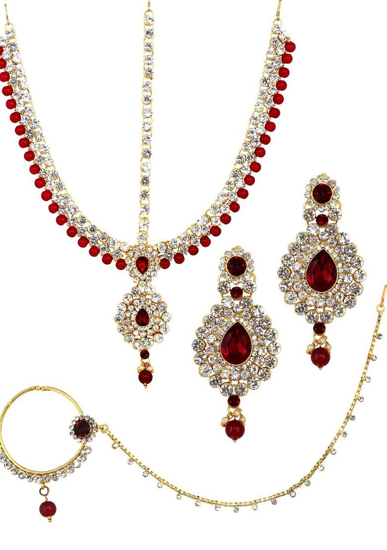 Gold Studded Gold Plated Necklace Set