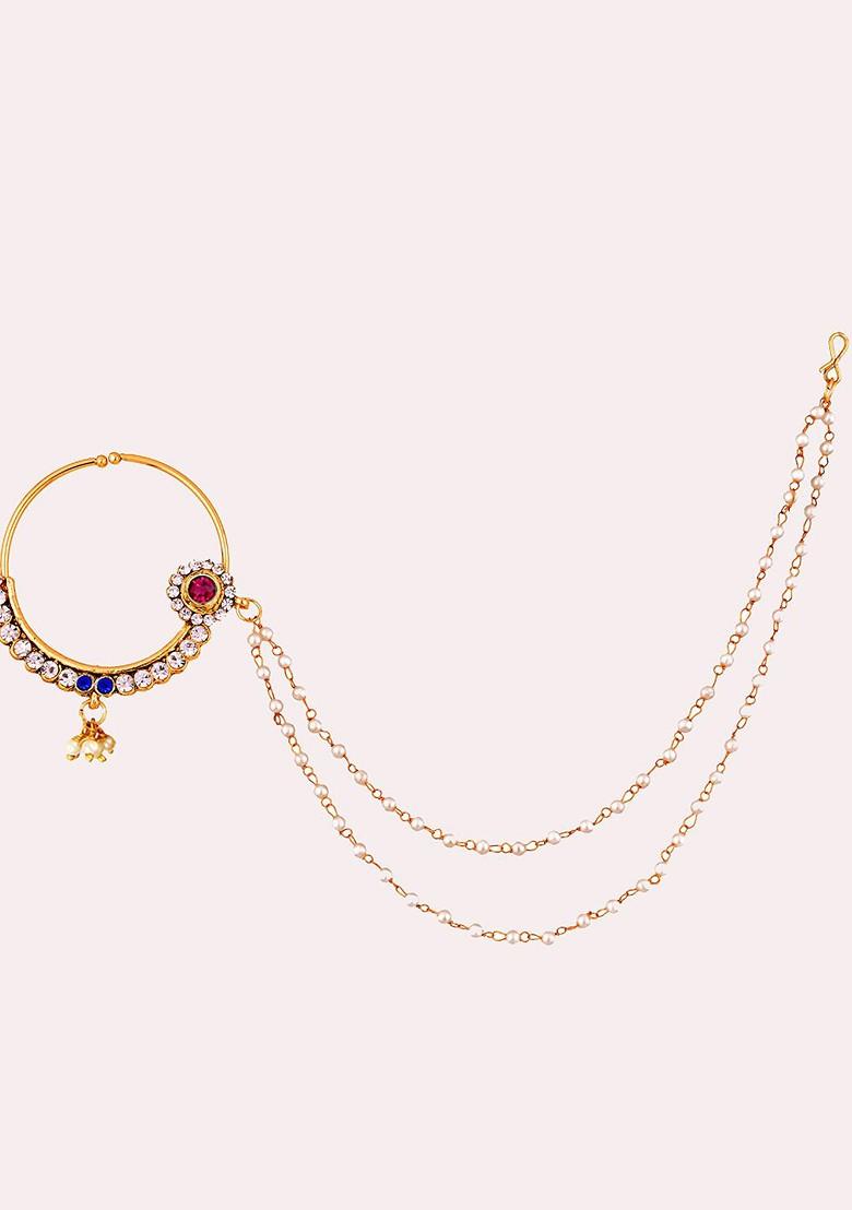 Blue Studs Gold Plated Necklace Set