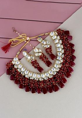 White Kundan Gold Plated Necklace Set