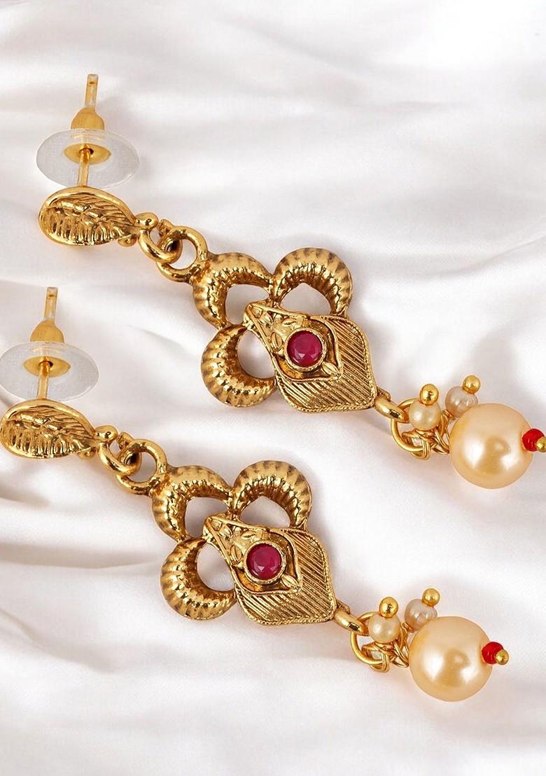 Gold Studded Gold Plated Necklace Set