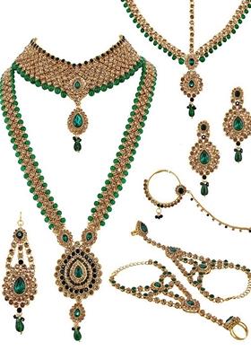 Gold Studded Gold Plated Necklace Set