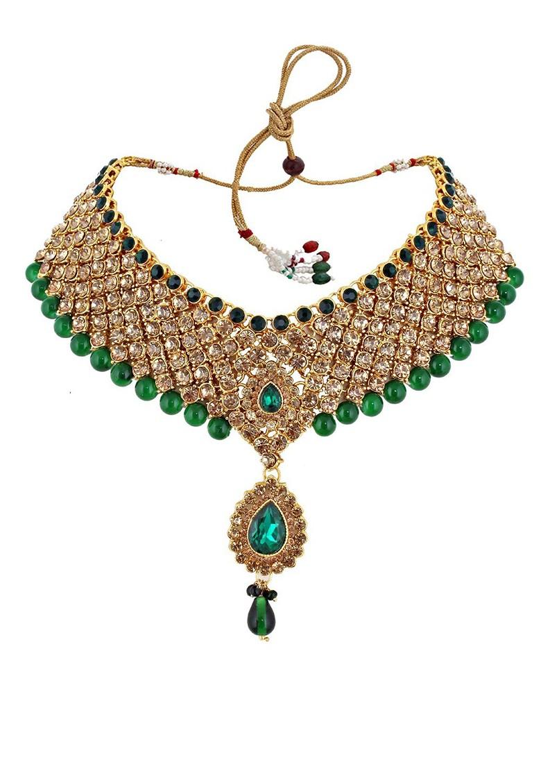 Gold Studded Gold Plated Necklace Set
