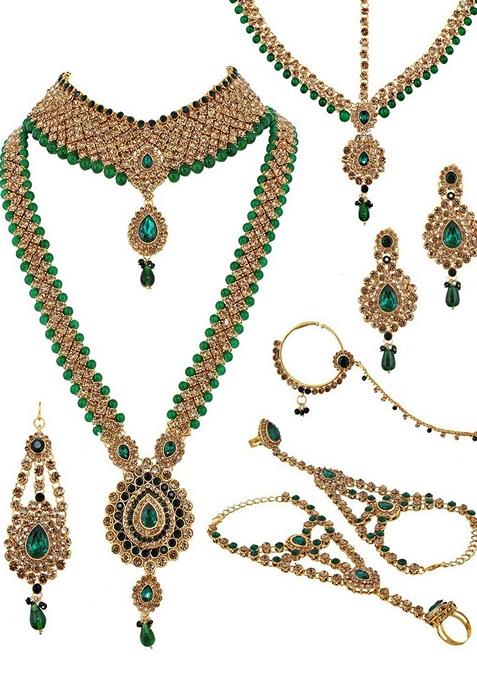 Gold Studded Gold Plated Necklace Set