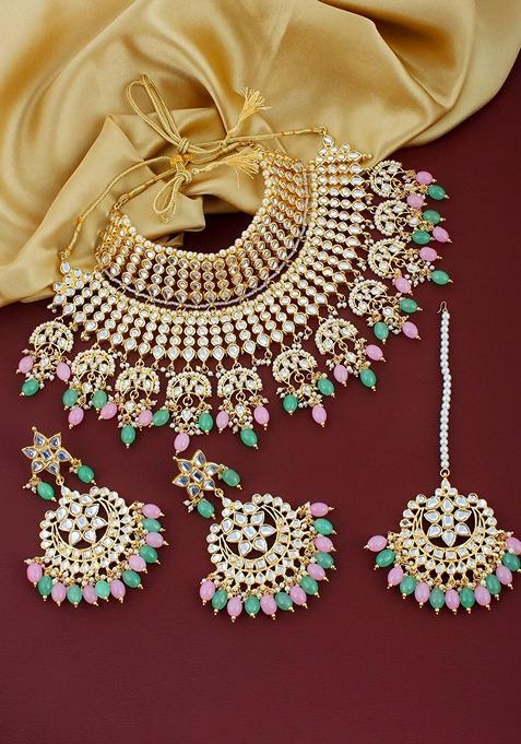 Gold Kundan Gold Plated Necklace Set