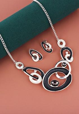 Silver Studs Silver Plated Necklace Set