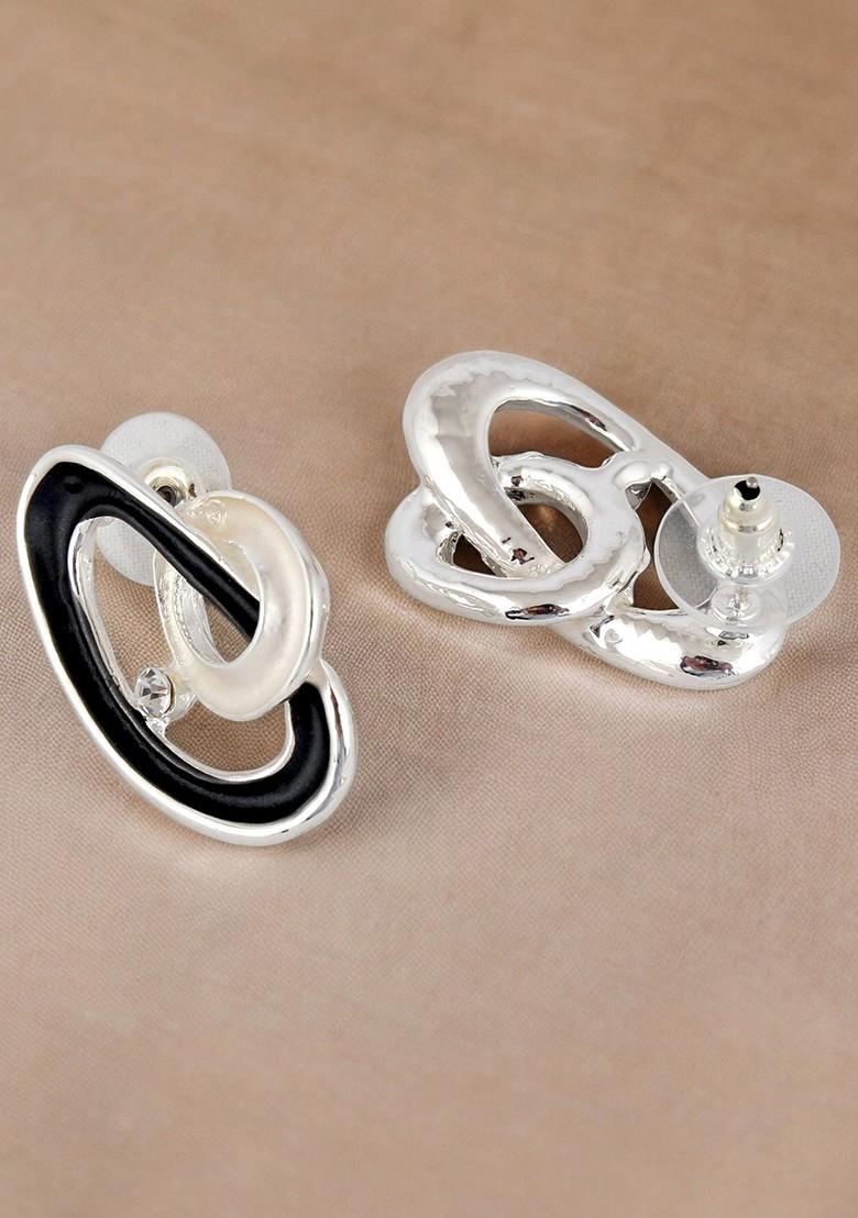 Silver Studs Silver Plated Necklace Set