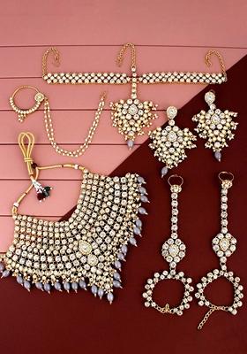 Gold Studded Gold Plated Necklace Set