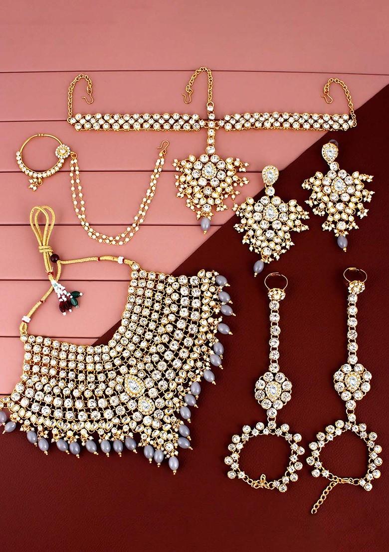 Gold Studded Gold Plated Necklace Set