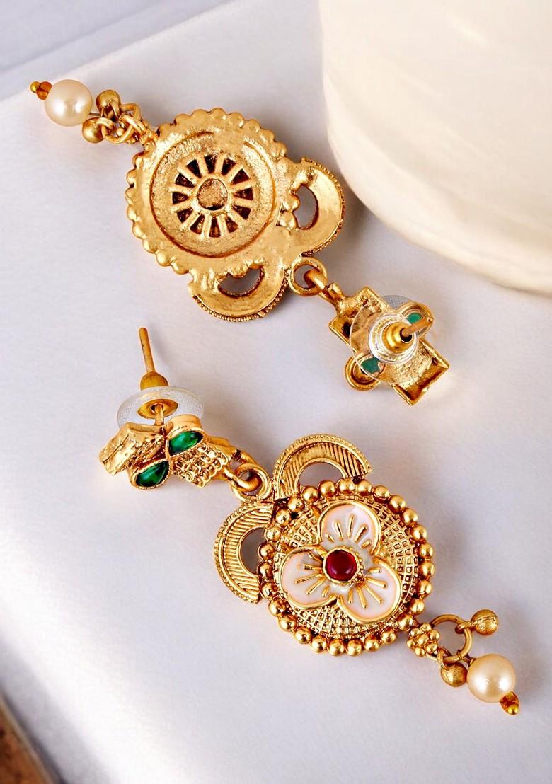 Gold Studded Gold Plated Necklace Set