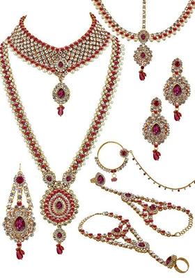 Gold Studded Gold Plated Necklace Set