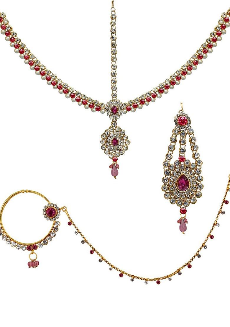 Gold Studded Gold Plated Necklace Set