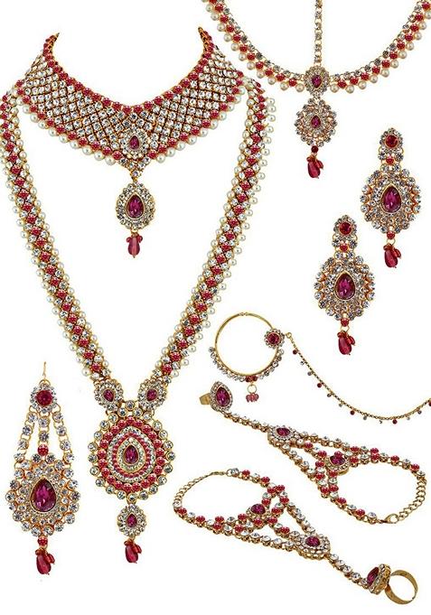 Gold Studded Gold Plated Necklace Set