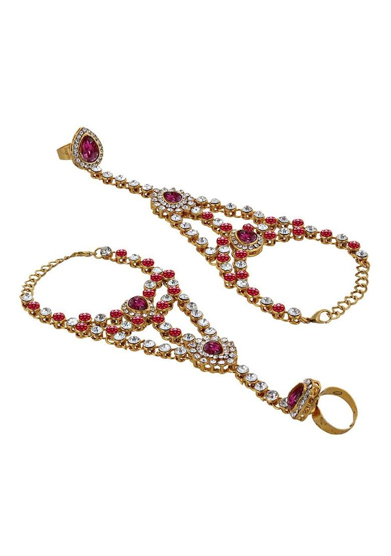 Gold Studded Gold Plated Necklace Set