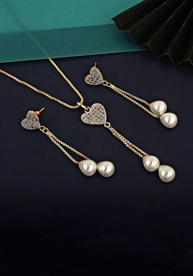 White American Diamond Gold Plated Necklace Set