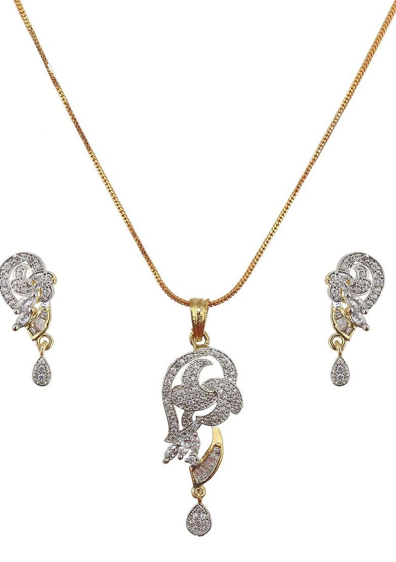 White American Diamond Gold Plated Necklace Set