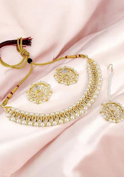Gold Kundan Gold Plated Necklace Set