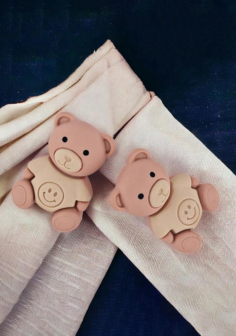 Peach Studs Silver Plated Necklace Set