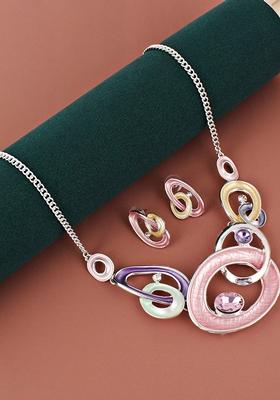 Silver Studs Silver Plated Necklace Set