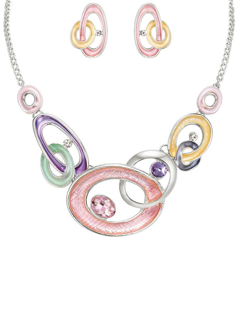 Silver Studs Silver Plated Necklace Set