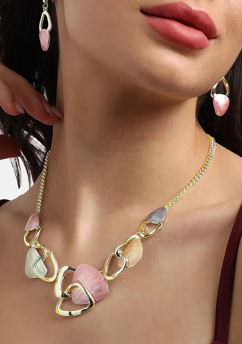 Gold Studs Gold Plated Necklace Set