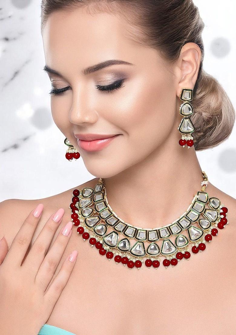 Gold Kundan Gold Plated Necklace Set