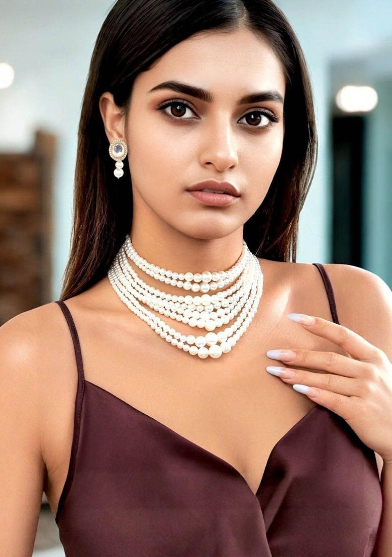 Gold Studded Gold Plated Necklace Set