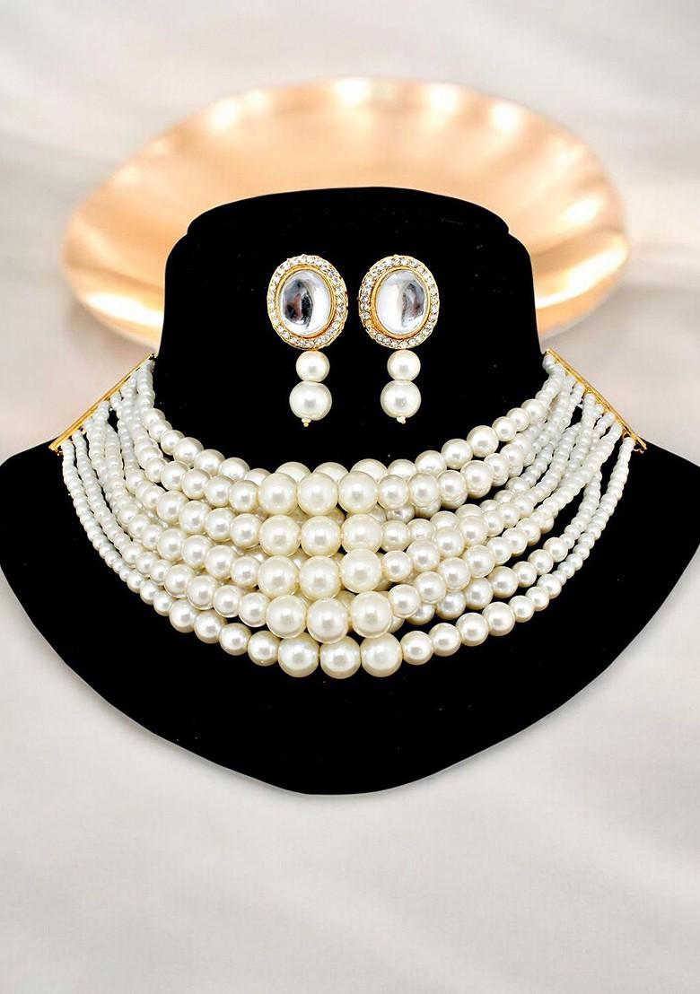 Gold Studded Gold Plated Necklace Set