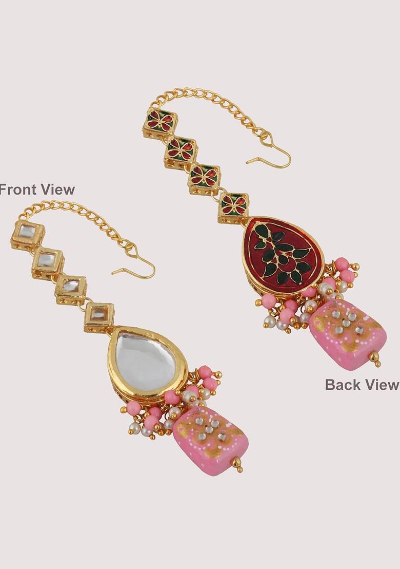 Pink Kundan Gold Plated Necklace Set